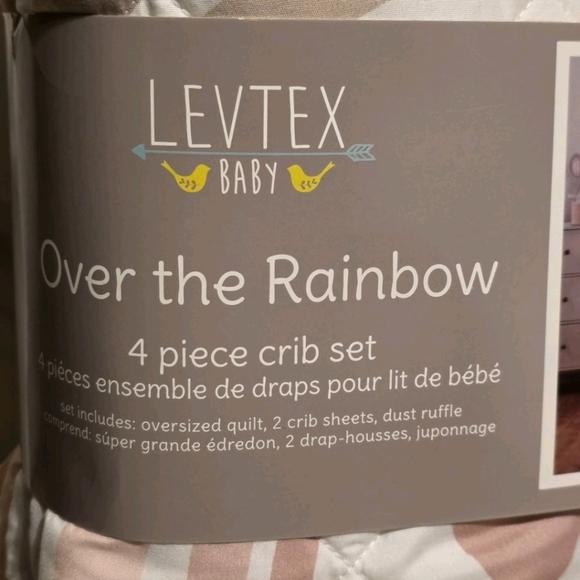 Levtex Pink and Gray Over The Rainbow Baby Crib Set NEW - Picture 5 of 6